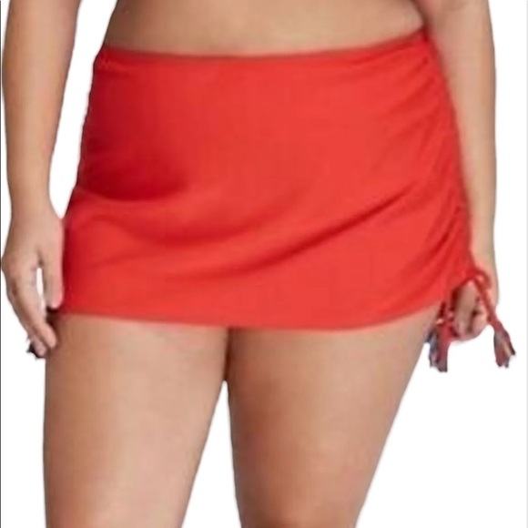 Swim By Cacique (Lane Bryant)Red Drawstring Side Tie Swimsuit Skort Size 18 - Picture 1 of 13